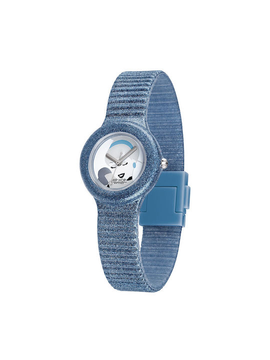 HipHop Kinder Analoguhr mit Kautschuk/Plastik Armband Blau