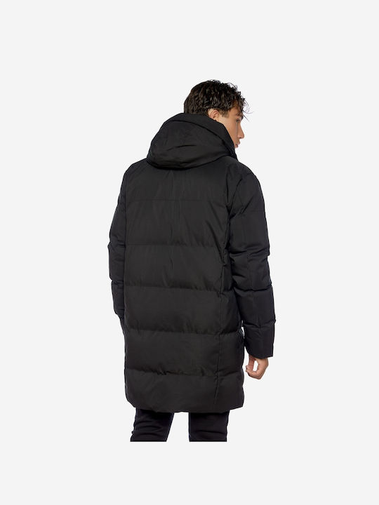 Brokers Jeans Geacă pentru bărbați de iarnă Puffer Negru