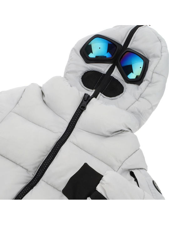 DCA2526B Kids Quilted Short Coat with Hood Grey