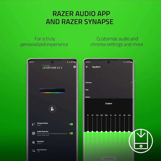 Razer Leviathan V2 X Компютърни тонколони 2.0 с RGB осветление и Bluetooth в Черен цвят
