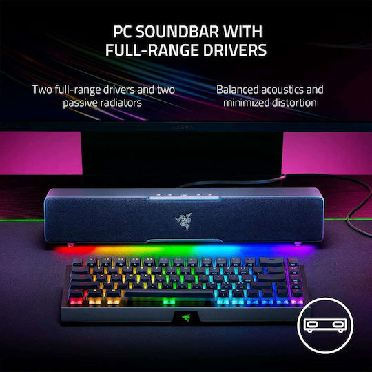 Razer Leviathan V2 X Компютърни тонколони 2.0 с RGB осветление и Bluetooth в Черен цвят