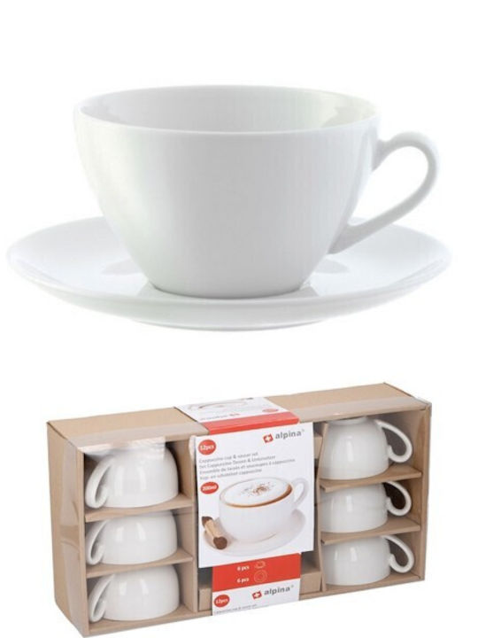 Alpina Ceramic Coffee Cup Set 200ml White 12pcs