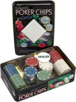 Set 100 Poker Chips in Metallic Box