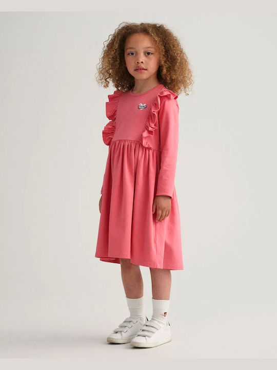 Gant Kids Dress Long Sleeve Pink