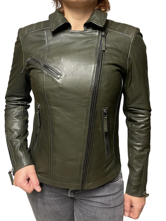 BO-LIA WOMEN'S LEATHER JACKET KHAKI