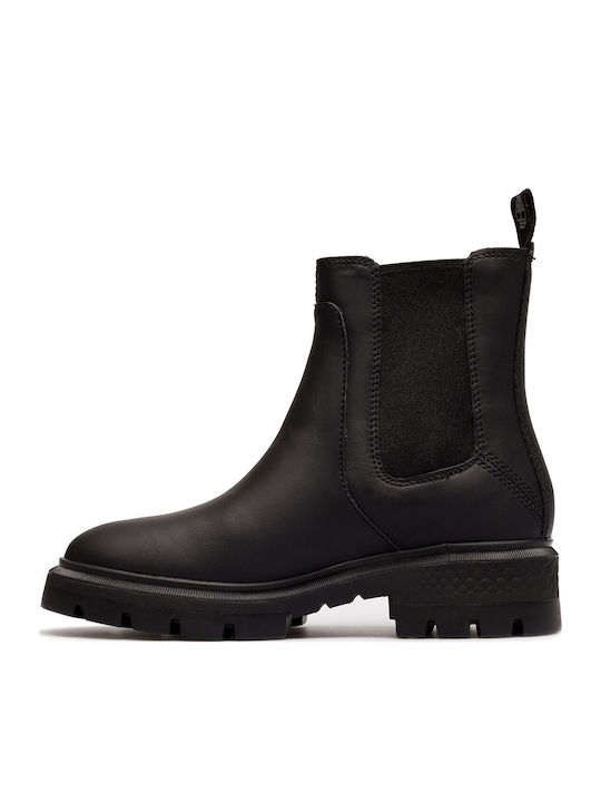 Cortina Valley Δερμάτινα Γυναικεία Chelsea Μποτάκια Μαύρα