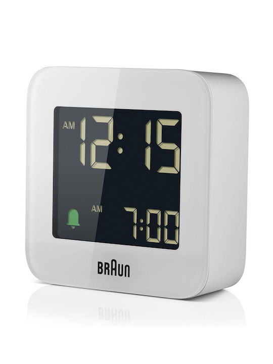 Braun BC08W Επιτραπέζιο Ψηφιακό Ρολόι με Ξυπνητήρι Λευκό BC08W