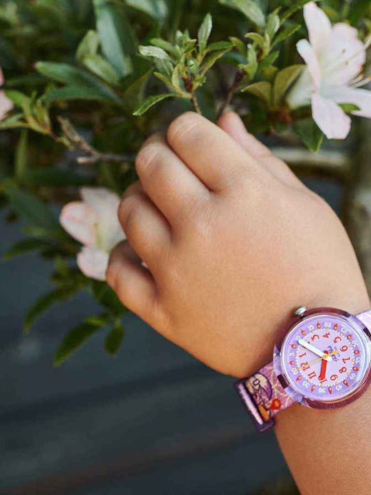 FlikFlak Yako Parade Analoge Kinderuhr Flieder mit Stoffarmband