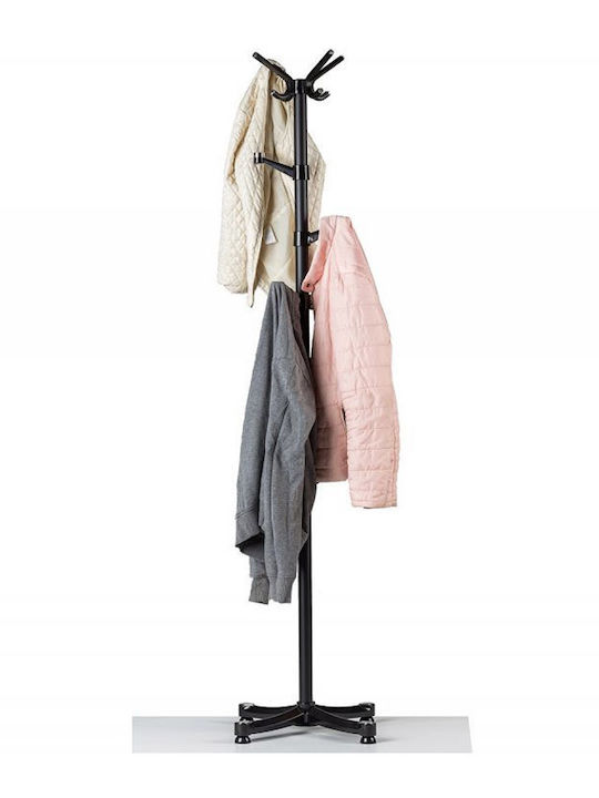 Freestanding Coat Rack Metallic Black Μαύρο 48x48x180cm