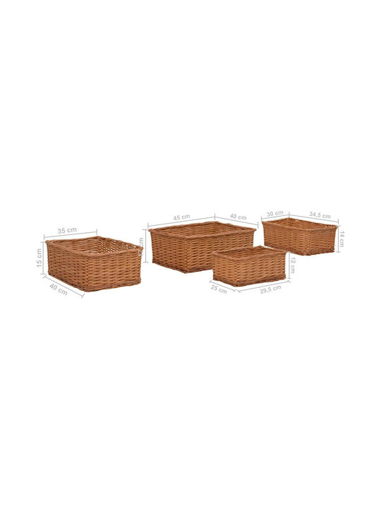 vidaXL Set of Decorative Baskets Straw Brown 4pcs