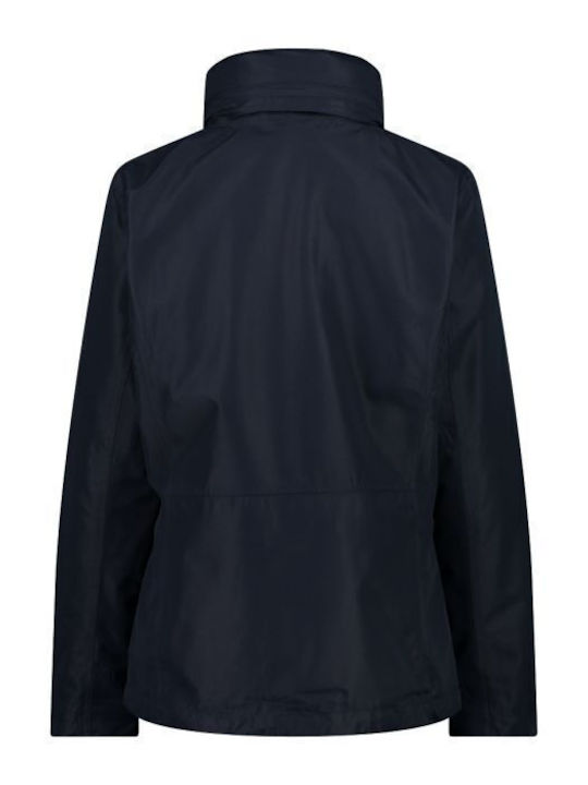 CMP Women's Short Sports Jacket Waterproof and Windproof for Winter Navy Blue