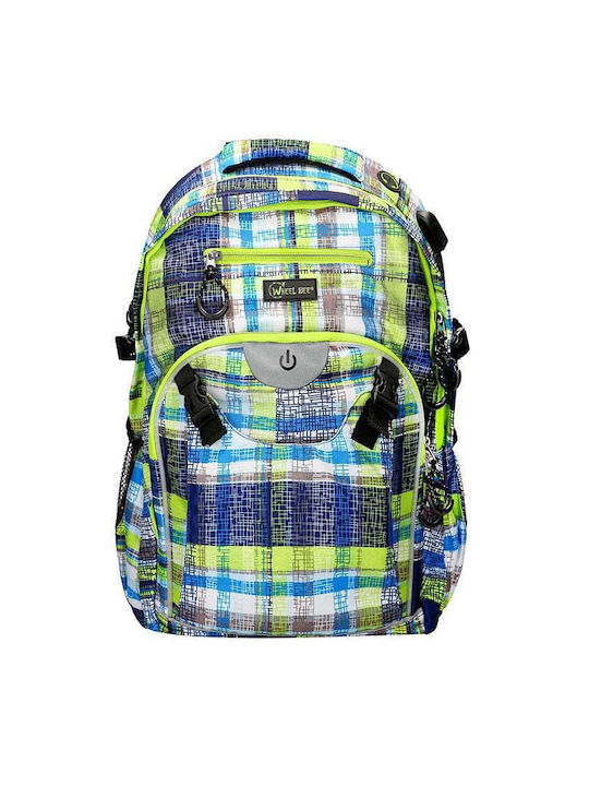 Rucksack mit LED WheelBee Night Vision Blau/Grün/Weiß