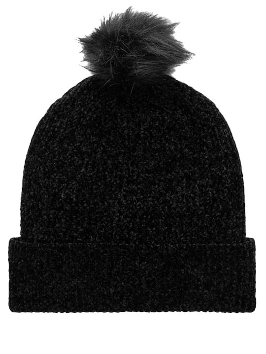 New Era Chenille Bobble Knitted Beanie Cap Black