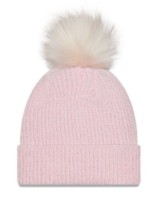 New Era Chenille Bobble Knitted Beanie Cap Pink