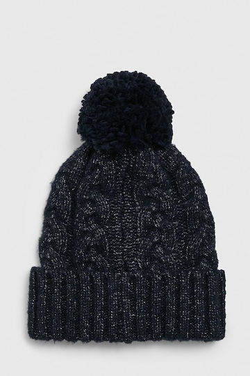 Simone Pom Pom Beanie Frauen Beanie mit Strickmuster in Marineblau Farbe