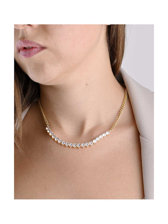 KIKI Star Collection gold plated sterling silver and cubic zirconia necklace with cubic zirconia