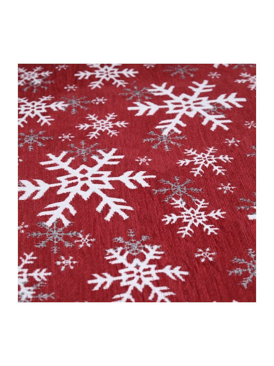 Dimeco Chenille Christmas Tablecloth Runner Fabric Red L180xW40cm 1pcs