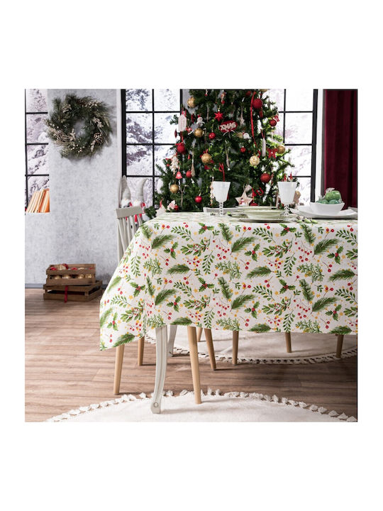 Teoran Christmas Tablecloth Fabric Green L180xW135cm.