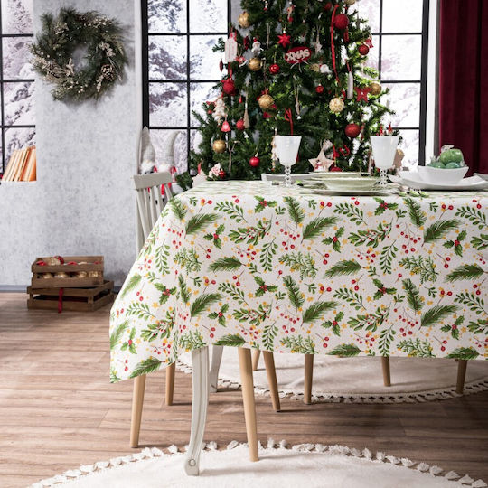Teoran Weihnachtlich Tischtuch Stoff Grün L220xB135cm.