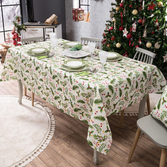 Teoran Weihnachtlich Tischtuch Stoff Grün L220xB135cm.