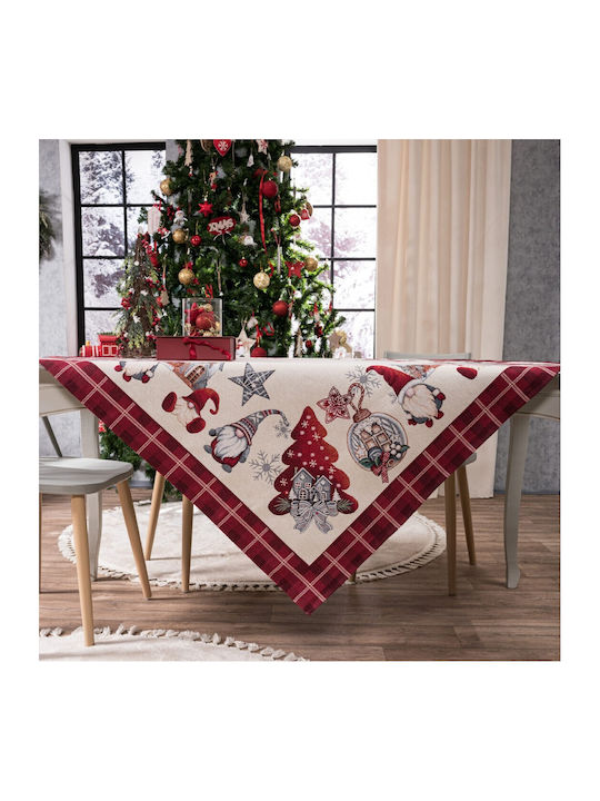 Teoran Weihnachts- Tischtuch Stoff Rot B140xL140cm. 1Stück