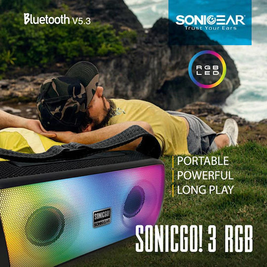 Sonic Gear Sonicgo 3 Bluetooth-Lautsprecher 20W mit Radio und Akkulaufzeit bis zu 4 Stunden Schwarz