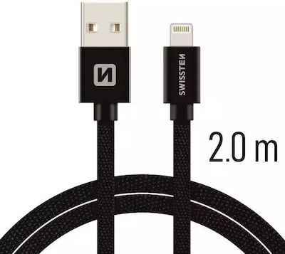 Swissten Braided USB to Lightning Cable Μαύρο 2m