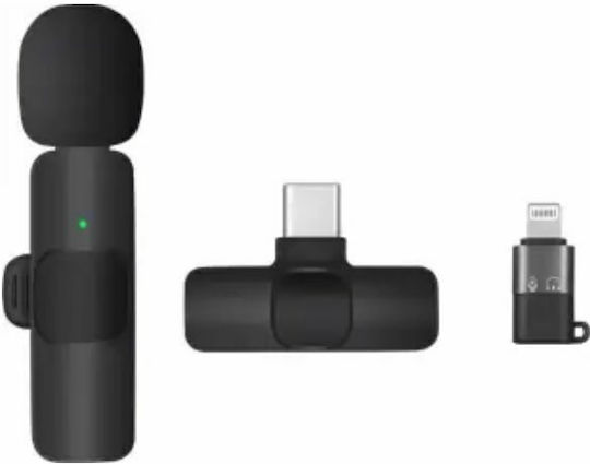 K8 Type-C 0064 Wireless Condenser (Small Diaphragm) Microphone with Bluetooth Πέτου, Clip On for Mobile