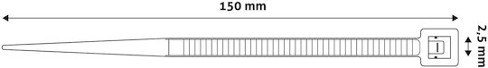 Entac Plastic Cable Ties 150mmx2.5mm In Black Colour 50 Pieces ECT-2.5-150-B