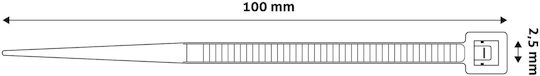 Entac Δεματικά Καλωδίων Πλαστικά 100mmx2.5mm σε Λευκό χρώμα (50τμχ) (ECT-2.5-100-W)