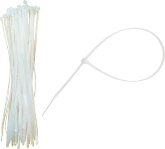 Cabletech Plastische Kabelbinder 250mmx4.8mm in Weiß Farbe (100Stück) DM-0047-25
