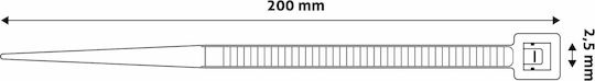 Entac Δεματικά Καλωδίων Πλαστικά 200mmx2.5mm σε Λευκό χρώμα (50τμχ) (ECT-2.5-200-W)
