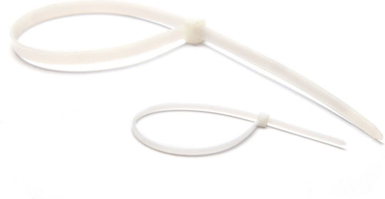 Entac Δεματικά Καλωδίων Πλαστικά 450mmx7.6mm σε Λευκό χρώμα (50τμχ) (ECT-7.6-450-W)