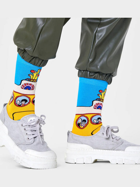 Happy Socks The Beatles Yellow Men's Patterned Socks Light Blue