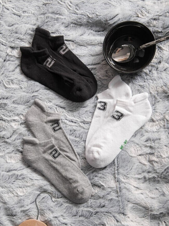 ME-WE Men's Solid Color Socks Black / Grey / White 3Pack