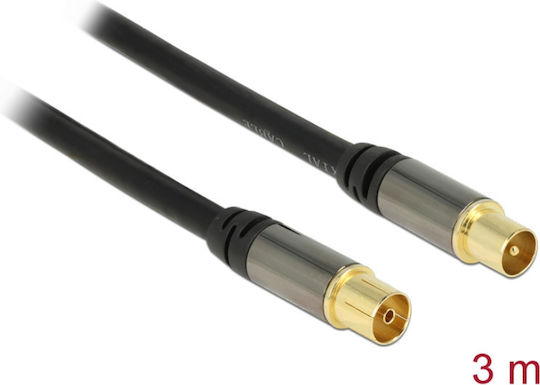 DeLock Καλώδιο Κεραίας Coax male - Coax female Μαύρο 3m (88924) 1τμχ
