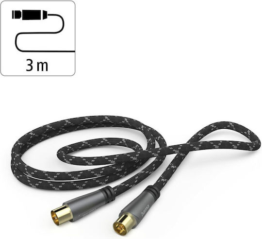 HAMA Cablu Antenă Coaxial de sex masculin - Coaxial de sex feminin Negru 3m (00205071)