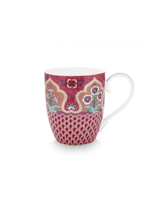 PiP Studio Flower Festival Κούπα από Πορσελάνη Dark Pink 145ml