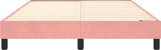 Double Upholstered Bed Base with Fabric Pink for Mattress 140x190cm