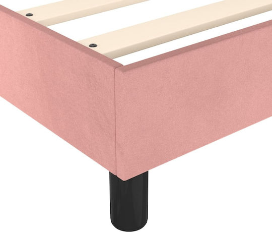 Double Upholstered Bed Base with Fabric Pink for Mattress 140x190cm