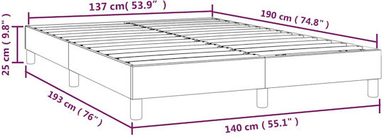 Double Upholstered Bed Base with Fabric Pink for Mattress 140x190cm