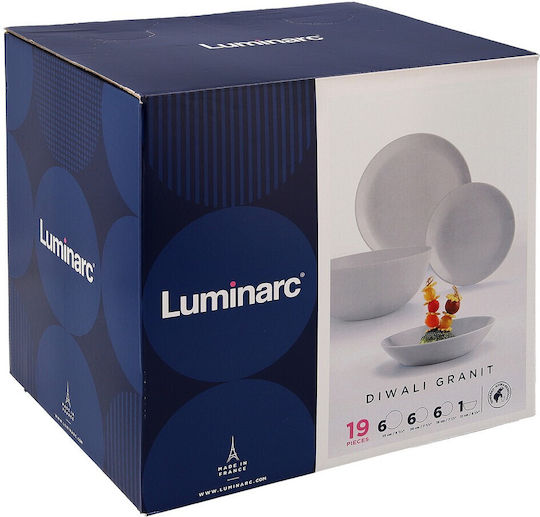 Luminarc Diwali Granit Сив Порцелан Сервизи за хранене 19бр