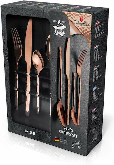 Berlinger Haus Black Smith Collection Cutlery Set Stainless Rose Gold 24pcs