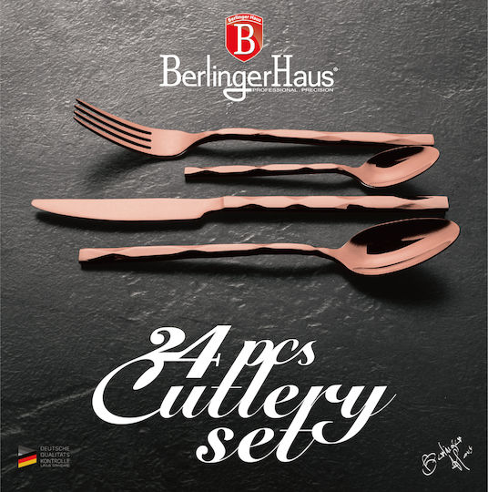Berlinger Haus Black Smith Collection Cutlery Set Stainless Rose Gold 24pcs