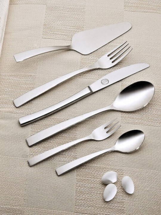 Cryspo Trio 72-Piece Stainless Steel 18/10 Gray Cutlery Set with Suitcase Move