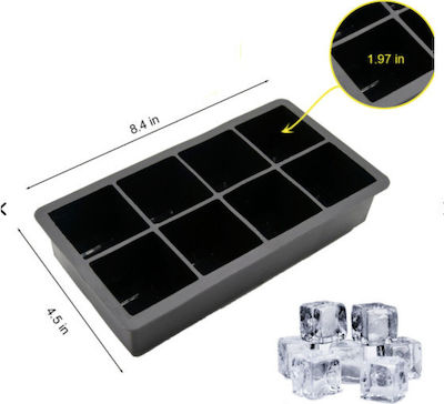 Silicone Ice Cube Tray 8 Slots with Lid Black WX-0020065