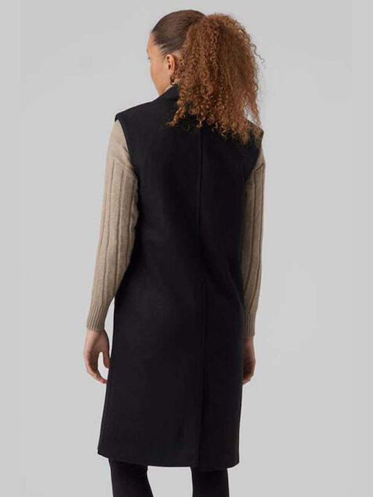 Vero Moda Γυναικείο Μαύρο Παλτό με Κουμπιά