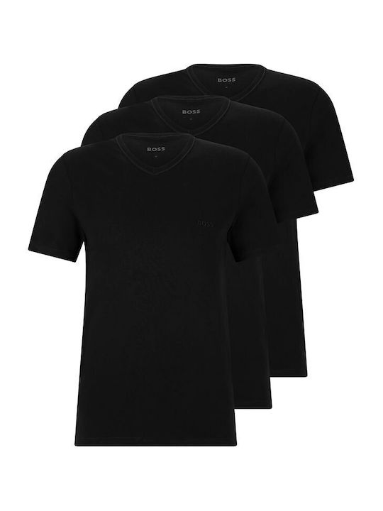 Men's Undershirts Short-sleeved in Black Color 3Pack