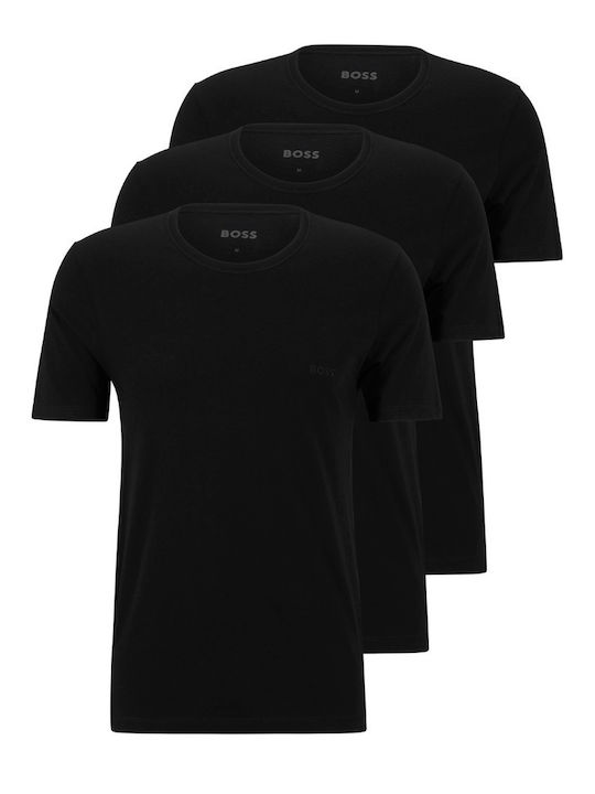 Men's Undershirts Short-sleeved in Black Color 3Pack