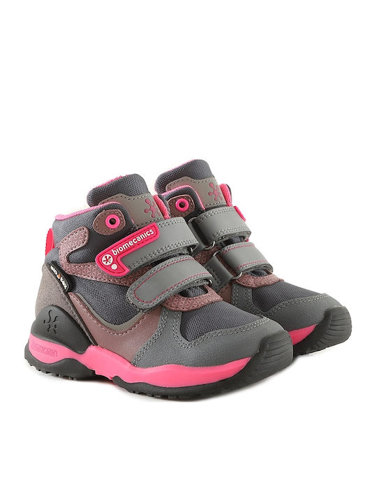 Anatomical Leather Kids Snow Boots with Velcro Pink